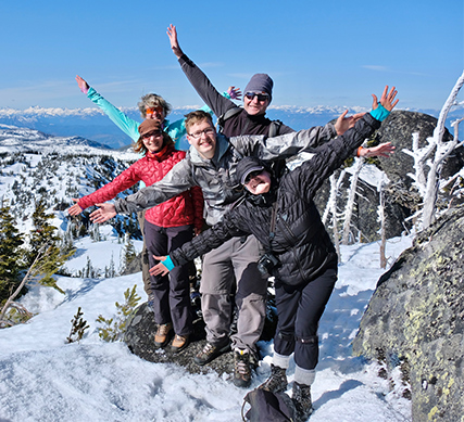 Friends on mountain top