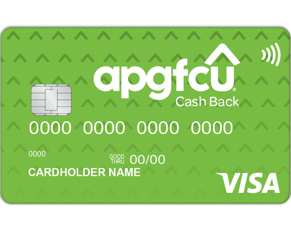 A P G F C U Visa Cash Back card in green